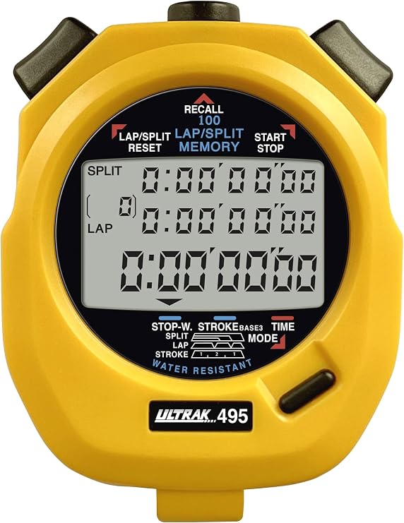 Ultrak 495 Stopwatch – Professional 100-Lap Digital Timer, Countdown Interval Tracker, Water-Resistant Sports Watch, Precision Chronograph for Training & Coaching