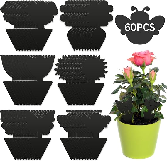 BBLIKE Fruit Fly Traps - 60 Pcs Fly Catcher Bug for Home Use, Fungus Gnat Sticky Killer for Protect Indoor Plants, Fruit Fly Papers Control for Flies Multiple Insects Non-Toxic, Waterproof (Black)