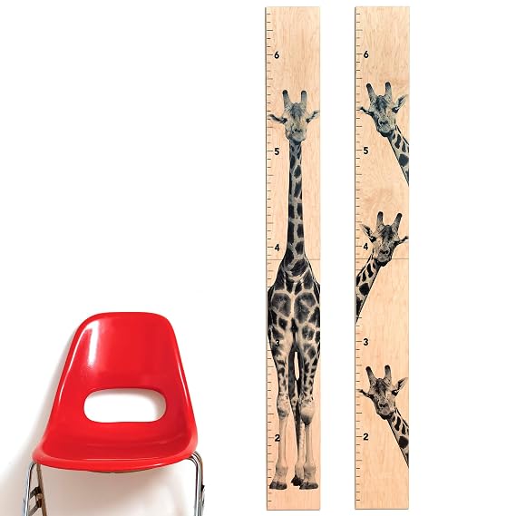 HEADWATERS STUDIO Wooden Ruler Growth Chart for Kids, Boys & Girls - Height Chart & Height Measurement for Wall - Kids Nursery Wall Decor & Room Hanging Wall Decor - Giraffe Theme - Natural