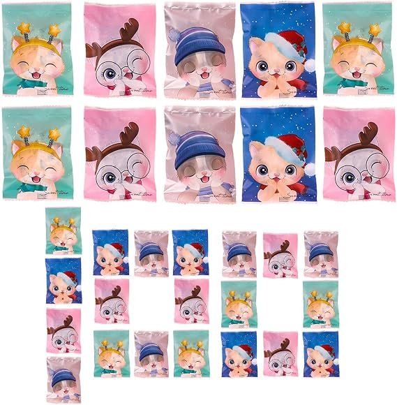 Candy Bags for Party Favors 100 Pieces Storage Pouch Cat Pattern