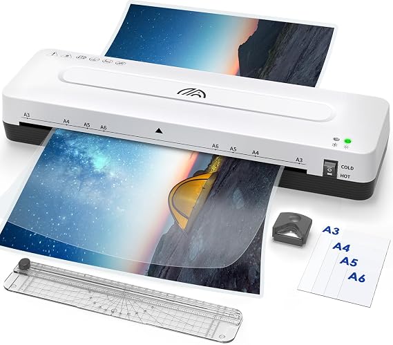 Laminator Machine 13 Inch Laminating Machine - A3 Lamination Machine with 30 Laminating Pouches, Cold and Thermal Laminator Kit for Office Home School Use (laminator A3)