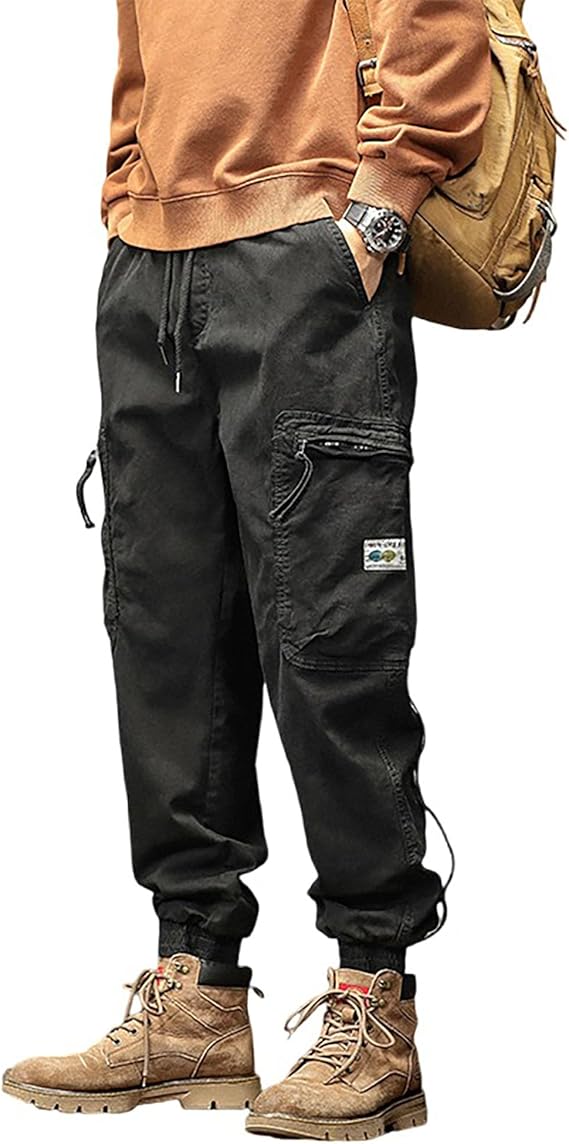 XYXIONGMAO Multi Pocket Cargo Pants for Men Japanese High Street Pants Drawstring Cargo Pants for Men Hip Hop Sweatpants
