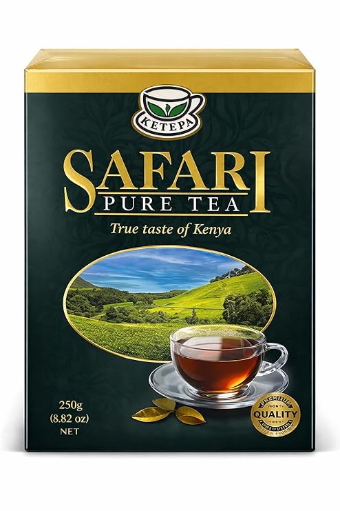 Pure Tea 250g Premium safari kenyan Black Tea Loose Leaf, Strong Bold Flavor African Tea, High Altitude Kenya Tea Leaves, Rich Aroma Breakfast Tea, Authentic Safari Pure Tea for Milk Tea Chai Iced Tea Hot Tea Brewing