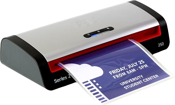 GBC Thermal Laminator Machine, Smart Entry LED Guides, Jam Release, 9.5" Input, Includes Laminating Sheets (250)