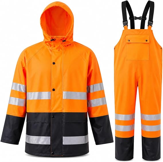 Rain Suit For Men & Women Waterproof Heavy Duty Rain Gear Reflective Jacket for Fishing Outdoor Work Raincoats