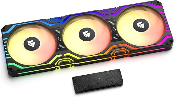 Asiahorse Matrix-Black 360mm RGB Case Fan with VE-HUB 2IN1 ARGB/PWM hub, Support 5v 3PIN Header and 4PIN, Low Noise Computer Fans Parts for PC Case