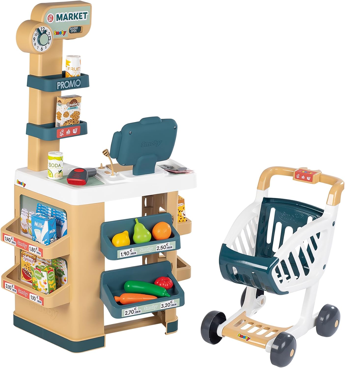 Smoby - Merchant - Supermarket for Children - Shopping Cart Included - Electronic Functions - 34 Accessories - 350238