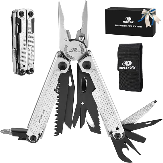 MOSSY OAK 20-in-1 Multitool Pliers with Window Breaker, Stainless Steel