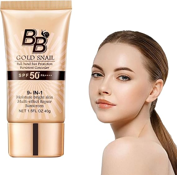 BB Cream Foundation, Light Tinted Moisturiser for Face, 50 SPF Sunscreen with Snail Extracts, Moisturizing Color Correcting Cream (Natural)