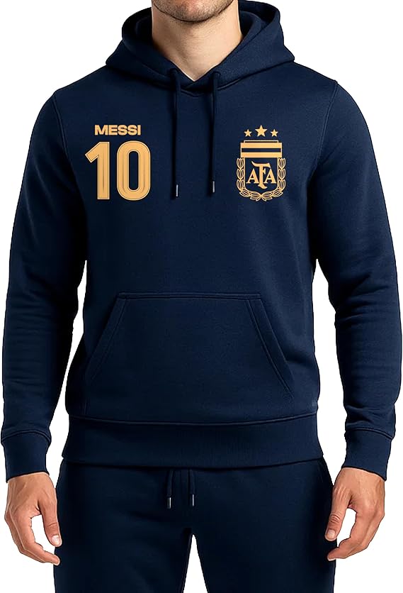 Icon Sports Officially Licensed Argentine Football Association Lionel Messi Pullover Hoodie - Unisex Adult - AFA117PH Navy S