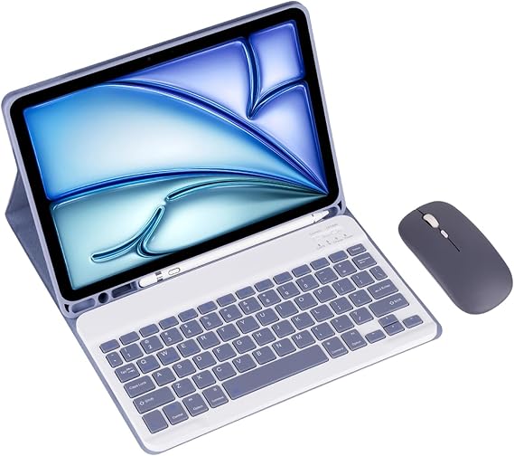 Magnetic Detachable Wireless Keyboard & Mouse Combo with Built in Pen Holder Leather Cover for iPad mini 1/2/3/4/5 7.9-inch Tablet Keyboard Case (Purple,Normal and Mouse)