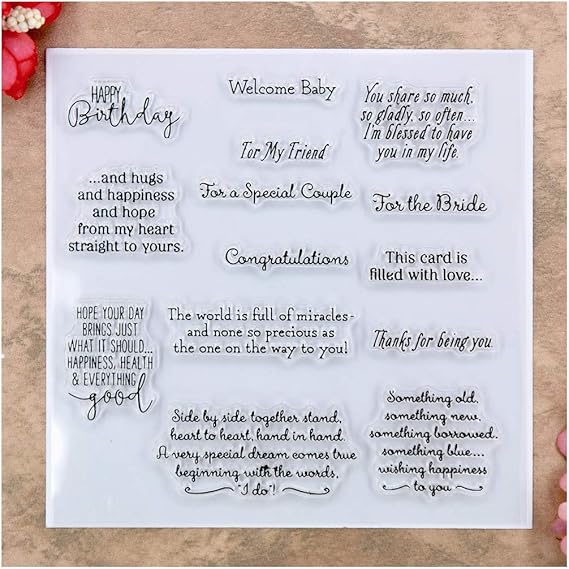 Kwan Crafts Words Happy Birhtday Welcome Baby Congratulations Clear Stamps for Card Making Decoration and DIY Scrapbooking