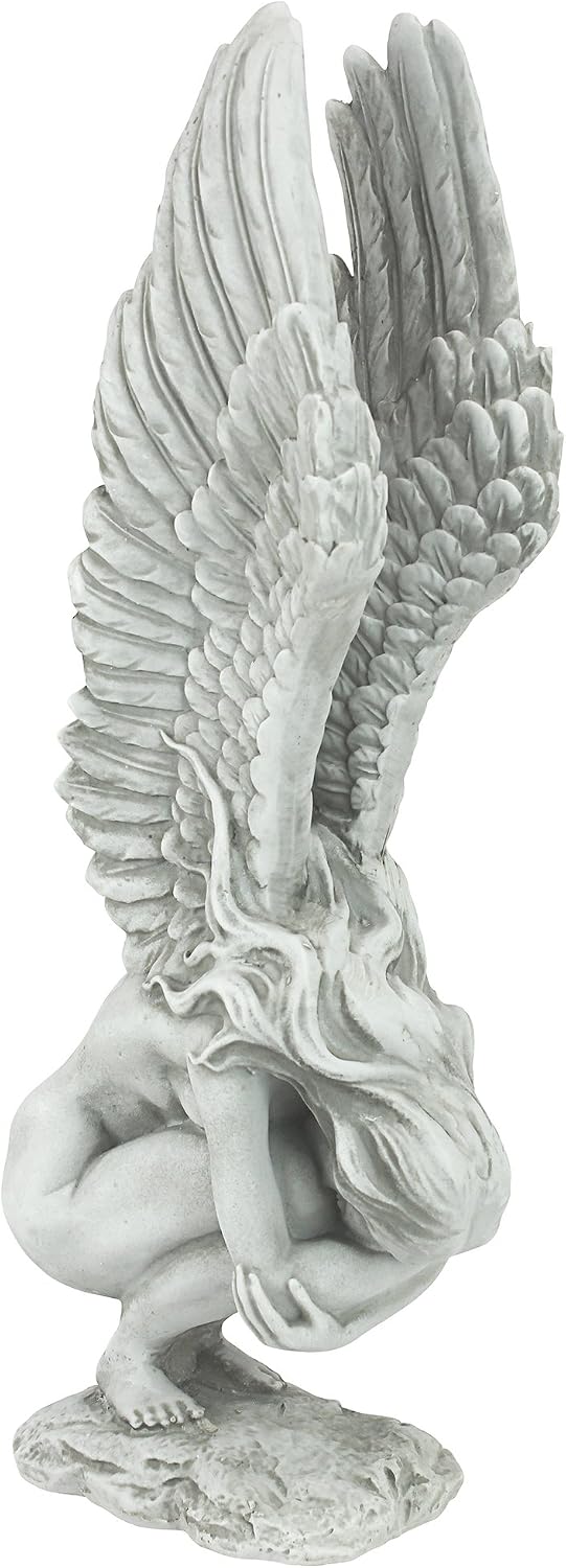 Design Toscano Remembrance and Redemption Angel Religious Garden Statue, Medium 38 cm, Polyresin, Antique Stone