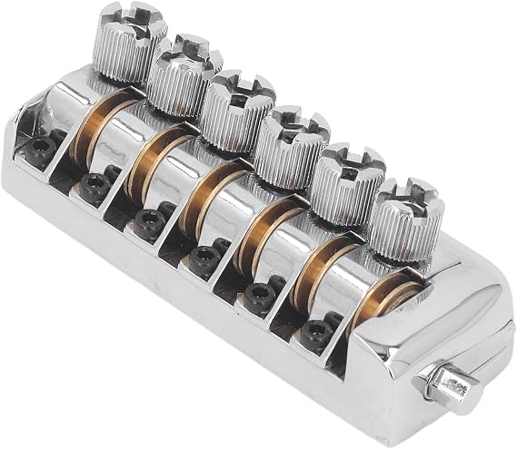 Fockety Headless Guitar Bridge Tailpiece, 6 String Saddle with Involved String Device, Universal Accessories, Headless Roller Saddle Tremolo Bridge Tailpiece for Headless Guitars