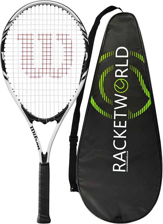 Wilson Federer Adult Tennis Racket (Various Bundle Options) White/Black Series