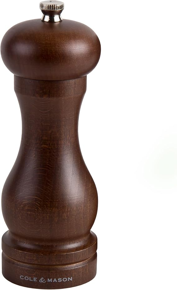 COLE & MASON Capstan Wood Salt Grinder - Wooden Mill Includes Precision Mechanism, 6.5 inch
