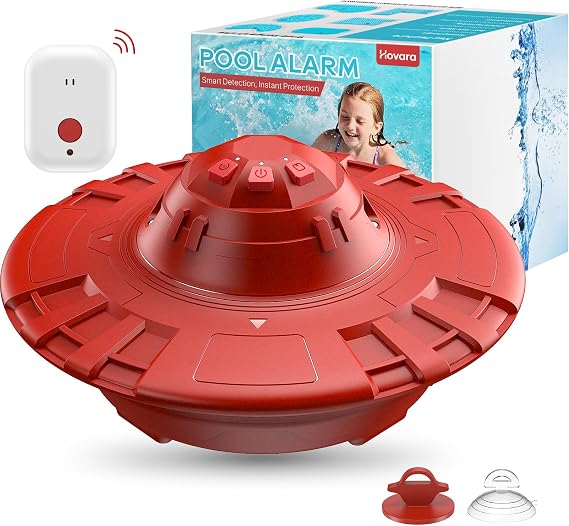 Pool Alarm, Floating Pool Safety Alarms for Inground & Above Ground Pools Loud 110dB Alert, Adjustable Sensitivity, Protection for Kids & Pets (Red)