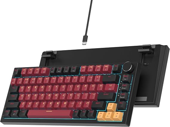 75% Gasket Mount Mechanical Keyboard - Wired, Custom Hot Swappable, RGB Backlit TKL Keyboard for PC & Laptop Gamers (Red Samurai)