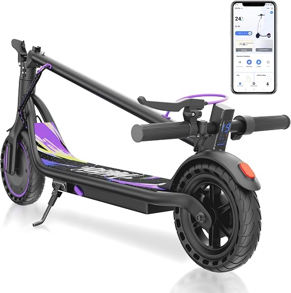 Electric Scooter, 19 MPH & 15 Miles Range, 350W Motor, 8.5" Solid Tires, Lightwight Foldable E Scooter for Adults & Teens, with App Control, Curise Control, Dual Braking
