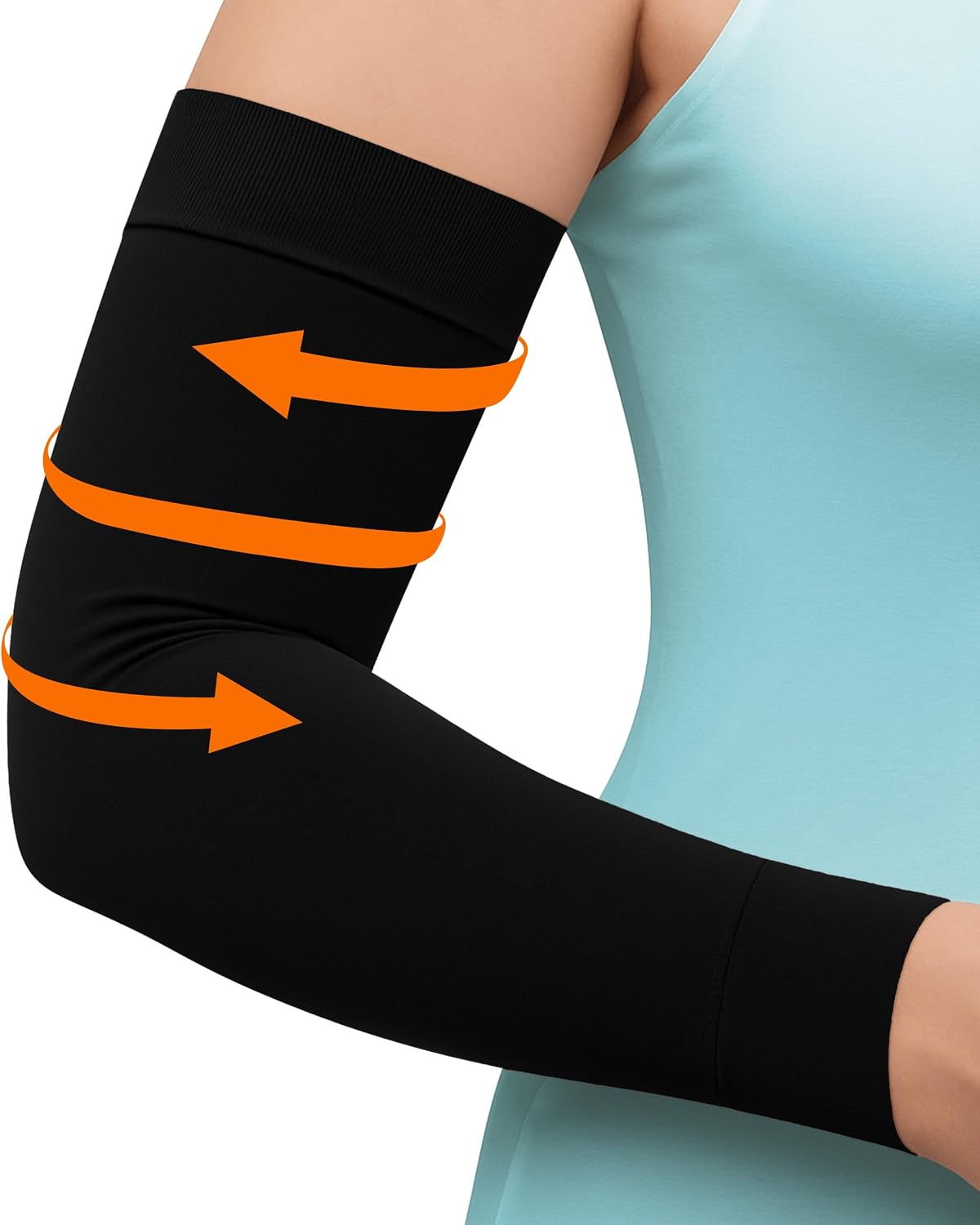 KEMFORD Compression Lymphedema Arm Sleeves for Women - 20-30 mmHg, 1 Pair, Black, XXL - Medical Arm Brace for Swelling, Edema, Circulation