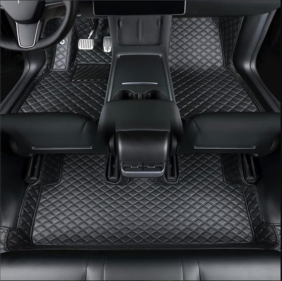 Fit Compatible with Tesla Model Y Floor Mats Floor Liner 2020-2025 Compatible with Tesla Model Y 5 Seater Car Mats All-Weather Front Backseat Row Mat (Black)