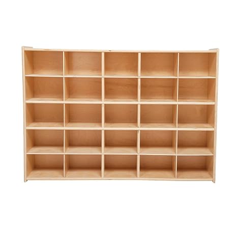 Contender 25 Cubby Birch Plywood Tray Storage Cabinet, Office and Homeschool Organizer for Toys, Books, Art and Craft Supplies, Greengaurd Gold Certified