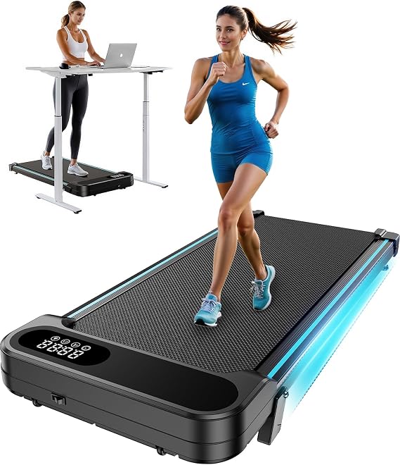 HUANUO Walking Pad Treadmill, Walking Pad with 5 Incline, 330 lbs Weight Capacity, 2.5 HP Low Noise Desk Treadmill, Remote Control & LED Display, Portable Treadmills for Home, Knee Protection