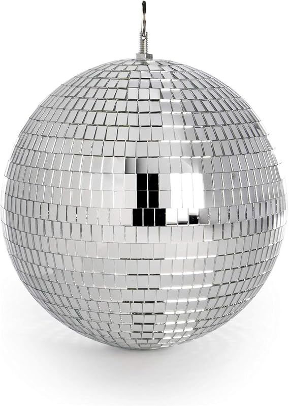 20cm Mirror Disco Ball, Hanging Silver Glitter Ball, Disco Light Effect