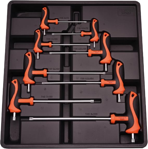 HARDEN 8Pcs T Handle Torx Key Set High-Torque Tools for Professional and Industrial Use Includes T10 to T45 Sizes