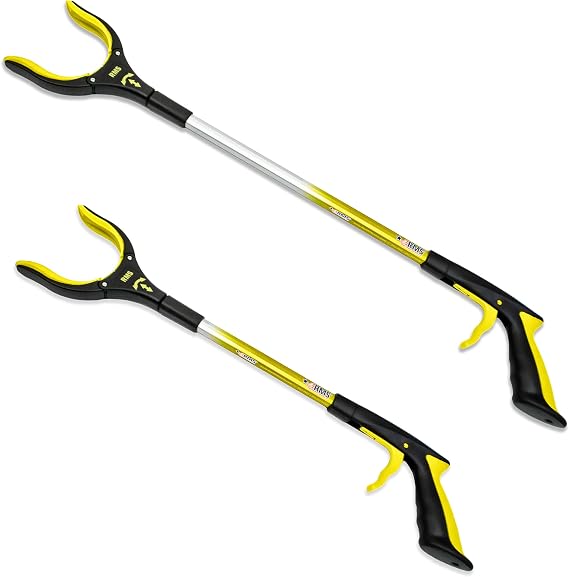 RMS 2-Pack 34 Inch and 21 Inch Grabber Reacher with Rotating Jaw
