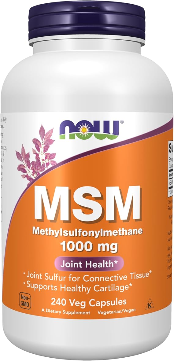 NOW Supplements, MSM (Methylsulfonylmethane) 1,000 mg, Joint Health*, 240 Veg Capsules