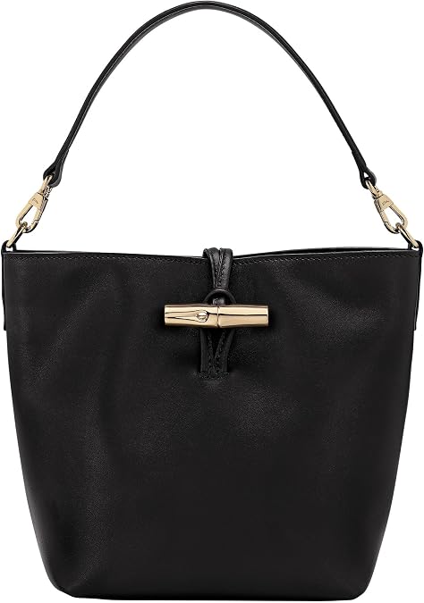 Longchamp Extra Small Le Roseau Leather Bucket Bag, Black