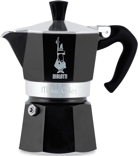 Bialetti - Moka Express Black: 3 Cups Cooktop Espresso Cooker - 130ml - Aluminum Body - Patented Safety Valve - Suitable for All Furnace Types (Excluding Induction)