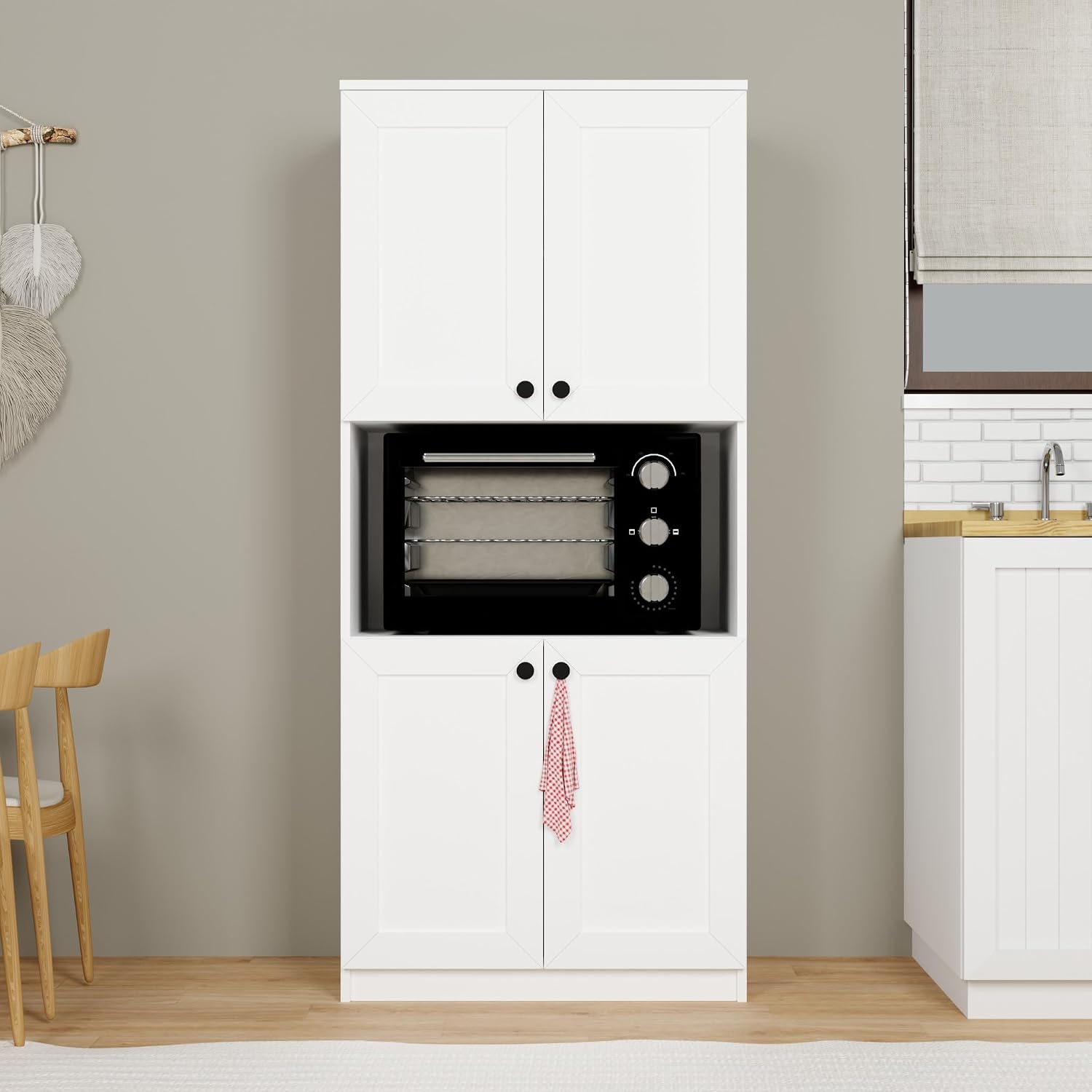 Lucas 4-Lid Multi-Purpose Cabinet, Multi-Purpose Bathroom, Kitchen And Microwave Oven Cabinet - White