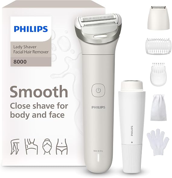 Philips Lady Shaver Series 8000 - Cordless, Wet & Dry Electric Shaver, 3-Blade Shaving System, Flexible Shaving Head, LED Light, for Face, Legs, Body & Bikini, 100 Mins. Runtime, Model BRL159/00