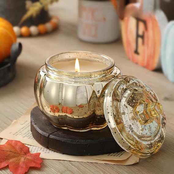 Fall Pumpkin Shaped Candle Pumpkin Spice Mercury Glass Candle Scented
