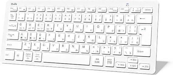 Ewin Wireless Bluetooth Keyboard, JIS Japanese Layout, Switch 3 Devices, Quiet, Thin, Compact, White