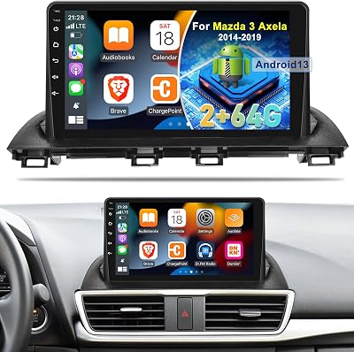 EKAT Car Radio for Mazda 3 Axela 2014-2019, [2G64G] 9 inch Touchscreen Android 13 Stereo, CarplayAndroid AutoHiFi AudioSWCBluetooth  AHD Backup Camera