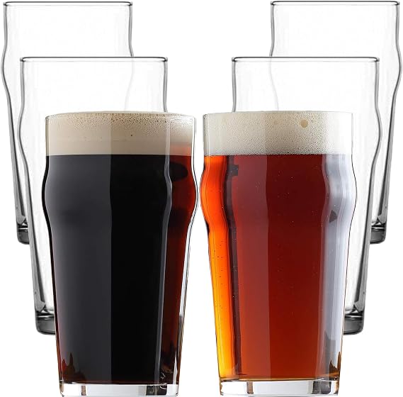 NORDIC SCHILLER Premium Pint Beer Glasses Set of 6 570 ml 100% Lead-Free Pint Glasses Craft Beer Glasses Set Beer Glass Beer Glass Beer Glass Water Glasses Long Drink Glasses Juice Glass