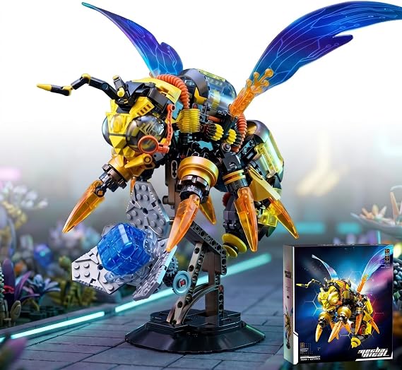 Mechanical Bee Building Blocks for Adults DIY Mechanical Animal Building Set,637Pcs 3D Technic Bumblebee with Flapping Wings,Display Stand & Movable Mechanisms for Hobbyists & Engineers