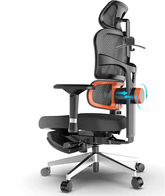 SY-151 Auto-Assisted Office Chair, Gaming Chair, Includes Lumbar Support, Automatic Assistance Function, Posture Correction, Desk Chair Assistance Cushion, Folding Footrest, Reclining, Lower Back Stress Relief, Mesh, Breathable, Adjustable Height and Angle Head/Neck/Back/Arm/Legs, Includes Exclusive Multi-Hanger Load Capacity 330.7 lbs 150 kg Computer Chair, Durable