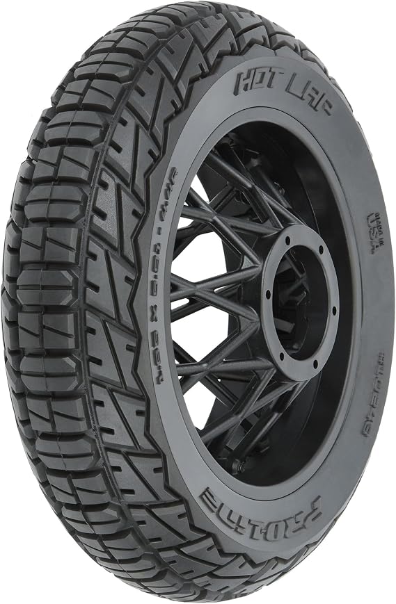 Pro-line Racing Hot Lap S3 Motorcycle Rear Tire Mounted on Black Supermoto Wheel for Promoto-MX Rear PRO1024310