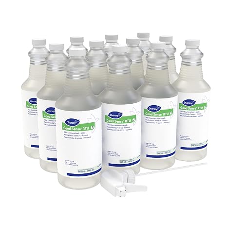 Diversey 04439. Good Sense RTU Odor Counteractant, Ready-to-Use Air Freshener Spray Neutralizes Odors with Green Apple Scent, Capped 1 Reusable Sprayer Included, 32-Ounce (Pack of 12)
