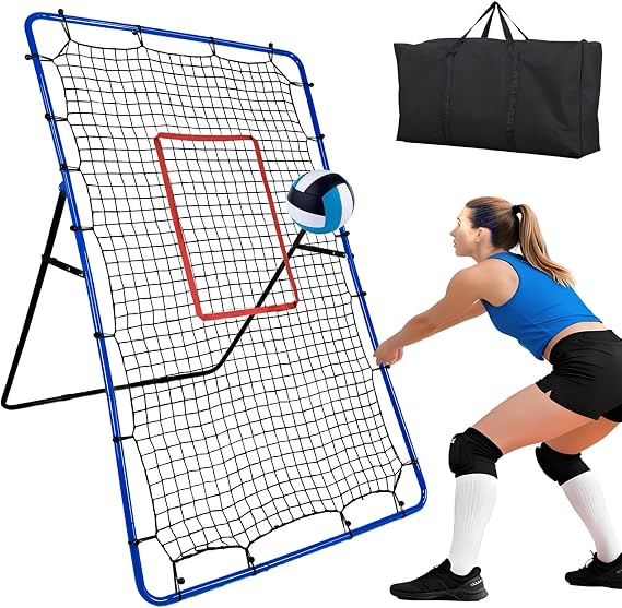 Volleyball Rebounder Net,7x4FT Bounce Back Training Equipment with 5 Adjustable Angles, Volleyball Practice Net for Bumping & Spiking, Lacrosse Baseball Soccer Trainer for Backyard