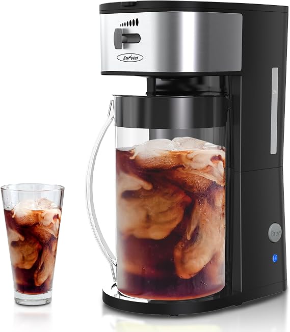 SUNVIVI Iced Tea Maker and Iced Coffee Maker, 3-in-1 Coffee and Tea Machine Brewing System with 2.5 Quart Pitcher, Strength Selector, Perfect For Tea, Coffee, Lattes, Lemonade
