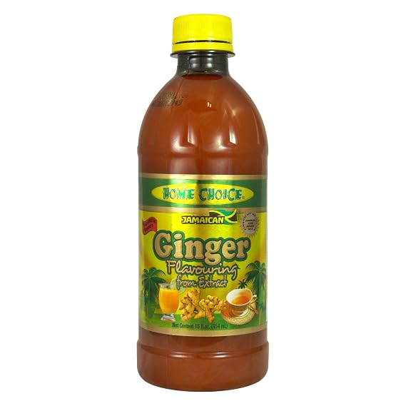 Home Choice Jamaican Ginger Flavoring from Extract, 16 fl oz Caribbean-Style Ginger Flavoring for Baking, Cakes, Desserts, Beverages & Jamaican Recipes