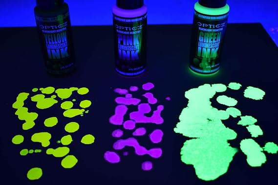 Daytime Visible Luminescent UV Blacklight Reactive Marking Ink (3 Color Variety Pack, 2 Ounce)