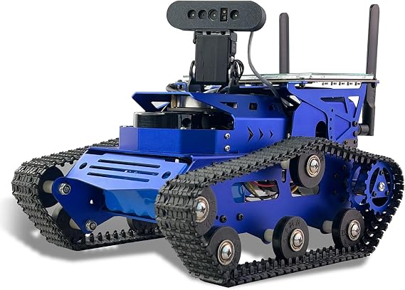 Jetson Nano AI Vision Robot Kit with Lidar ROS2 Mapping Navigation Obstacle Avoidance Tank Car, 7in Touch Screen Depth Camera for Teens Adults Electronics Project(with Jetson Nano 4GB)