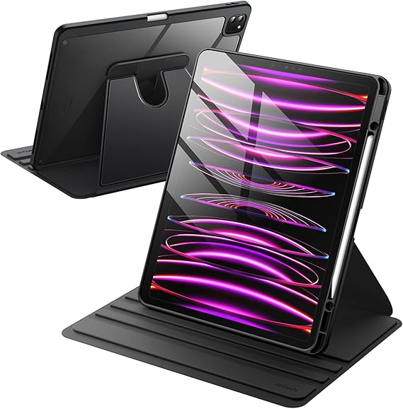 JETech 360 Rotating Case for iPad Pro 12.9" 6/5/4/3, Black