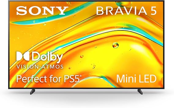Sony BRAVIA 5 98 Inch TV, Mini LED, 4K Smart Google TV, XR Processor with AI Technology,120hz Television with Dolby Vision/Atmos, Exclusive Features for PlayStation5, K-98XR50